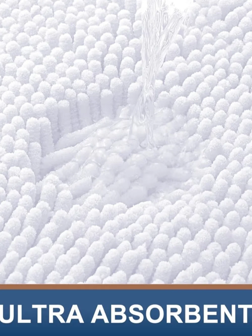 Plush Chenille Bath Mat - White